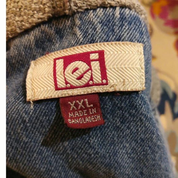 Y2K LEI Stone Acid washed denim jacket Hooded XXL button distress Thrashed Rock - Picture 5 of 11